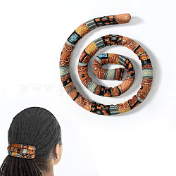 スパイラルロックヘアタイ  曲げられるポニーテール ホルダー  女性のためのボヘミアンスタイルのロングドレッドバンド  チョコレート  660x14.5x7mm