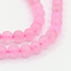 Natürlichen Rosenquarz runde Perle Stränge, 6 mm, Bohrung: 1 mm, ca. 62 Stk. / Strang, 15.3 Zoll