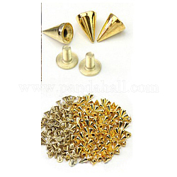 Alloy Rivets, Rivets for Punk Jewelry, Cone, Golden, 10x7mm