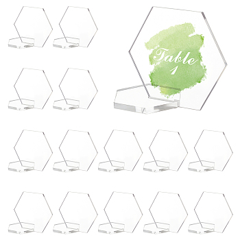 CHGCRAFT 15Sets Hexagon Acrylic Table Number Stands Acrylic Place Cards Blanks Acrylic Hexagon Blank Table Stand for Table Numbers Handwritten Name Banquet Wedding Birthday Party 65.5x75.5x3mm TACR-CA0001-10