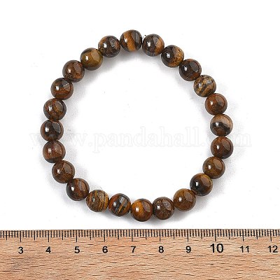 Naturales tigre pulseras del grano del estiramiento ojo&nbsp;BJEW-K212-B-028-1