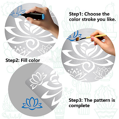 Lotus Metal Stencil Flower Yoga Stencils Stainless Steel Floral Painting  Reusable Templates Journal Tool for Painting on Wood, Wood Burning,  Pyrography and Engraving 