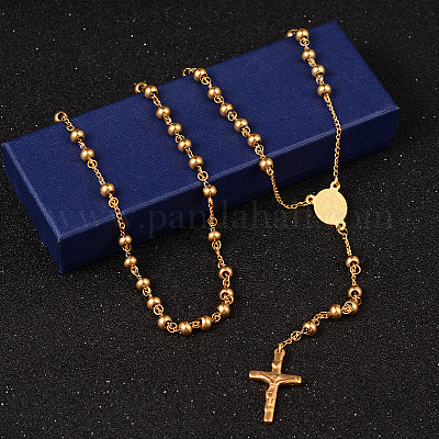 Custom4U Collana Rosario Personalizzata Con Foto E Croce In Acciaio Inossidabile, Gioiello Religioso Cattolico Con Catena Regolabile