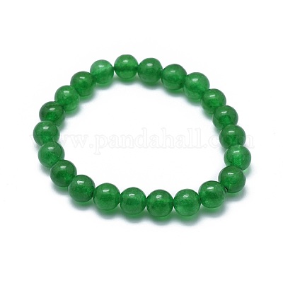 Braccialetti elastici di perline di giada naturale della Malesia (tinti).&nbsp;BJEW-K212-C-013-1