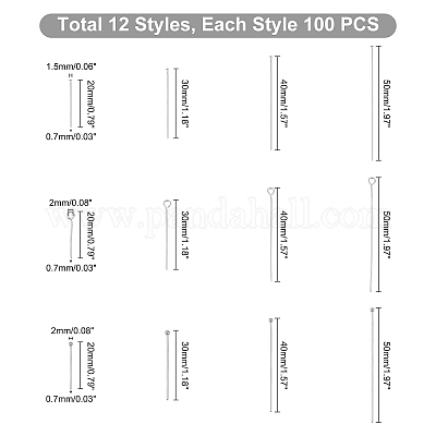 Pandahall Elite 200 pcs Straight Pins 40mm 304 Stainless Steel