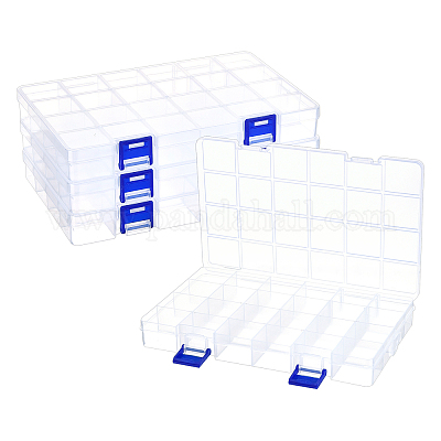 Wholesale PandaHall 4 Pack Clear PP Plastic Storage Box 24 Grids  8.5x5.3x1.1 Organizer Box 1.3x1.2 Compartment Bead Container with Snap  Latch Hanger for Jewelry Crafts Embroidery Supply Screws Buttons 
