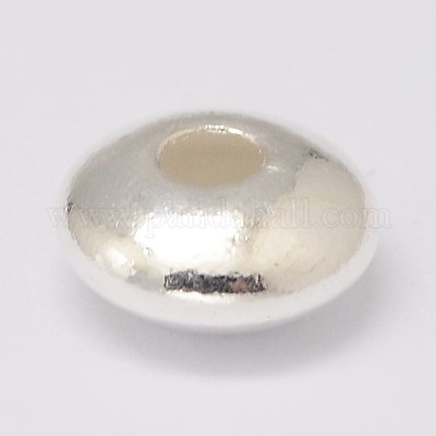 925 Sterling Silver Spacer Beads, Saucer Beads, Silver, 6x3mm, Hole: 1.6mm