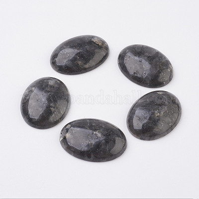 Cabochon con retro piatto in larvikite naturale&nbsp;G-G741-30x40mm-04-1