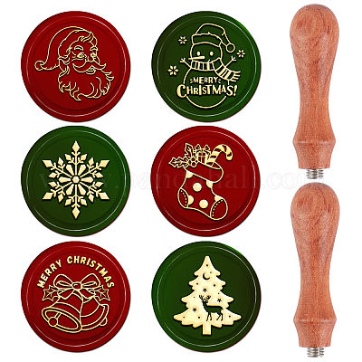Wholesale CRASPIRE Christmas Theme 6Pcs Brass Wax Seal Stamp Head