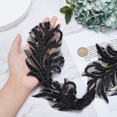 Braided Hanging Beads, Color Black, Tassel Trim Fringe Fabric Ribbon  Trimming Handwork DIY Craft Sewing Accessory Lace for Home Curtain Table