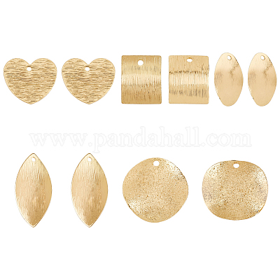 Wholesale SUPERFINDINGS 30Pcs 5 Style Brass Pendants Charms Gold