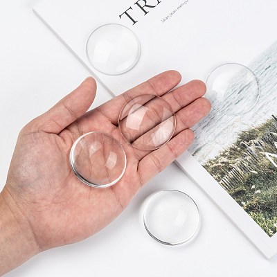 Transparente Glas Cabochons&nbsp;GGLA-R026-45mm-1