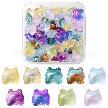 50Pcs 9 Style Transparent Spray Painted Glass Beads GLAA-FS0001-50-1