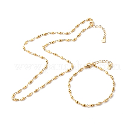 304 Stainless Steel Link Chain Bracelets & Necklaces Set SJEW-JS01209-1