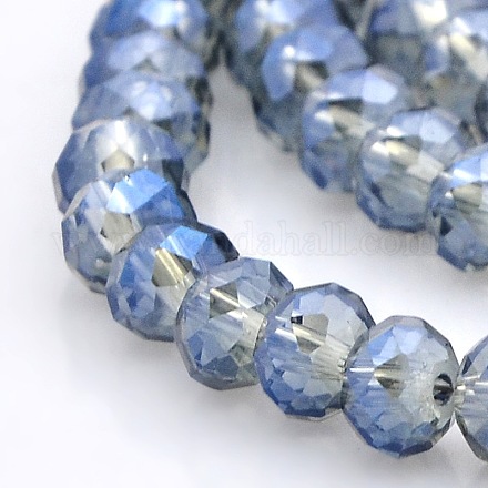 Chapelets de perles en rondelles facettées en verre plaqué plein d'arc-en-ciel GLAA-A024D-FR03-1