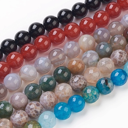 Chapelets de perles d'agate naturelle G-JP0001-09-10mm-1