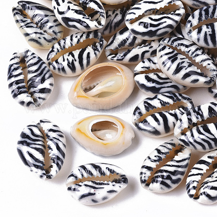 Perles de coquillage cauri naturelles imprimées X-SSHEL-R047-01-B01-1
