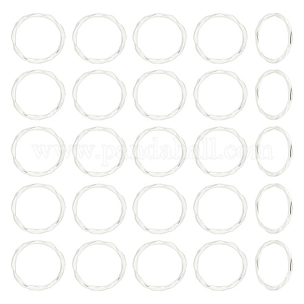 ユニクラフトチベットスタイルのリンキングリング  サークルフレーム  カドミウムフリー＆鉛フリー  ウェーブの丸いリング  銀  22x1.5mm  40個/箱 FIND-UN0002-02-1