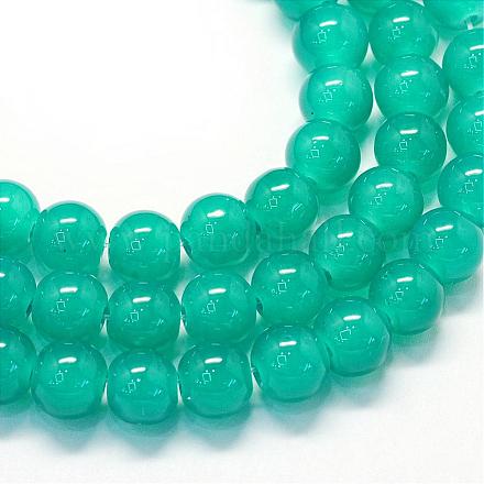 Chapelets de perles rondes en verre imitation jade peint DGLA-Q021-8mm-07-1