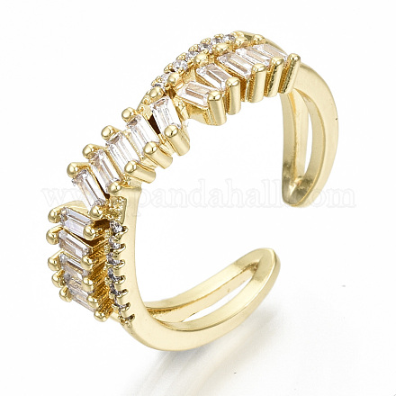 Латунные кольца из манжеты с прозрачным цирконием RJEW-S045-041G-NR-1