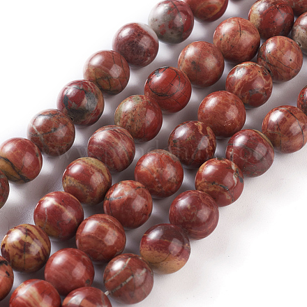 Chapelets de perles en jaspe arc-en-ciel rouge G-O181-06-1