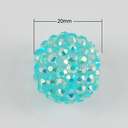 5PCS AB Color Chunky Round Resin Rhinestone Bubblegum Ball Beads X-RESI-S253-20mm-GAB20-1