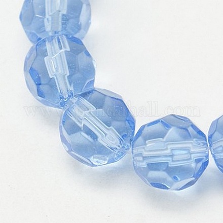 Faceted Glass Round Beads Strands X-GF10mmC22Y-1