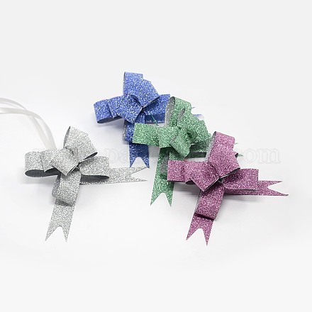 Glitter Handmade Elastic Packaging Ribbon Bows AJEW-J023-M-12mm-1