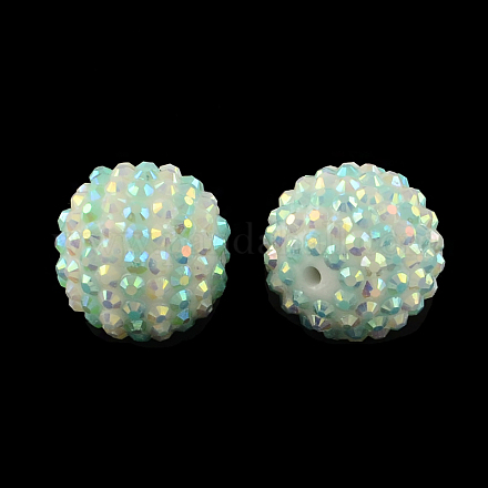 Perles rondes en strass en résine de couleur AB RESI-S313-20x22-03-1
