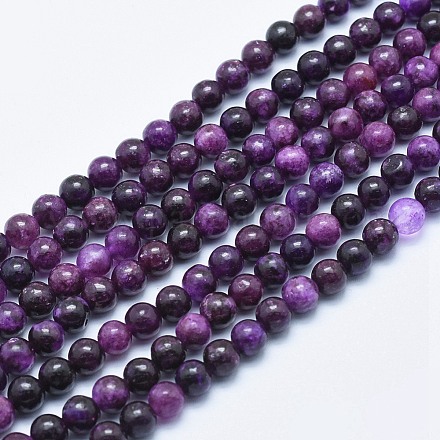 Fili di perle di pietra mica naturale di lepidolite / viola G-E444-40-6mm-1