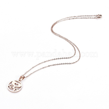 304 Stainless Steel Pendants Necklaces NJEW-E139-07RG-1
