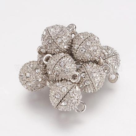 Alloy Rhinestone Magnetic Clasps with Loops RB-H116-2-N-1