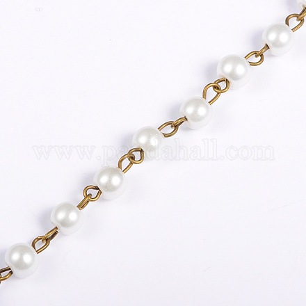 Ручной круглые стекла жемчуг цепи для ожерелья браслеты делает AJEW-JB00035-01-1
