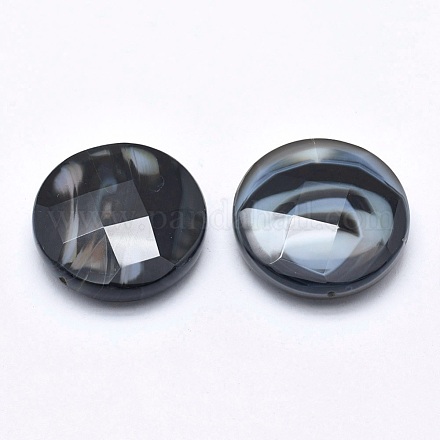 Natürliche schwarze Achat Perlen G-P384-L-1