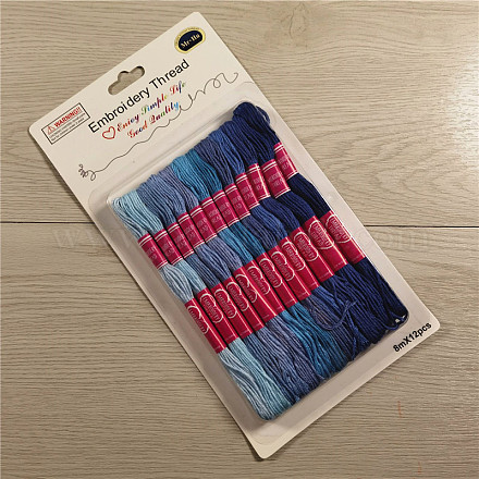 12かせ 12色 6層ポリコットン(ポリエステル綿)刺繍糸  クロスステッチの糸  グラデーションカラー  ブルー  0.8mm  8m(8.74ヤード)/かせ PW22063001114-1
