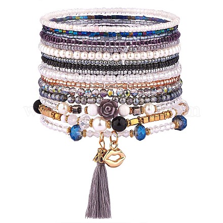 11pcs ensemble de bracelets extensibles de perles de rocaille boho JB739A-1