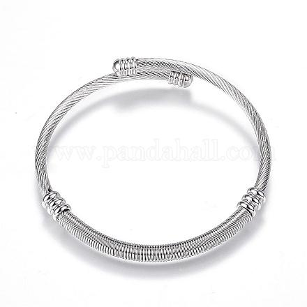316 Stainless Steel Torque Bangles BJEW-D437-A35-P-1