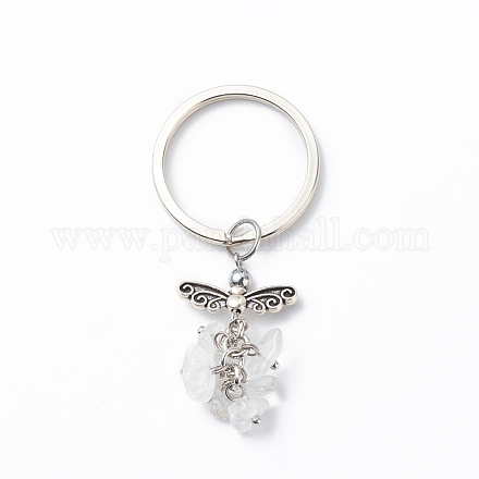 Portachiavi con ciondolo angelo in cristallo di quarzo naturale KEYC-JKC00382-04-1