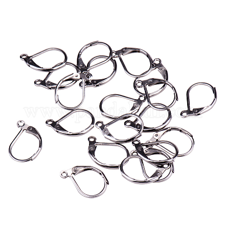 PandaHall 20 Pcs 304 Stainless Steel Lever Back Earring Hooks Earwire with Open Loop 13x10.5mm for Jewelry Making STAS-PH0002B-03P-1