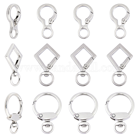 WADORN 12Pcs 3 Style Alloy Spring Gate Ring FIND-WR0001-92-1