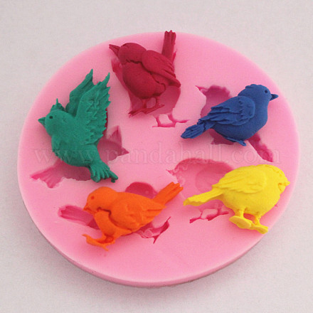 Stampi in silicone alimentare fai da te con design di uccelli AJEW-L054-31-1
