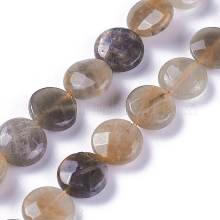 Brins de perles de sunstone noirs naturels G-L492-06B-06B-1