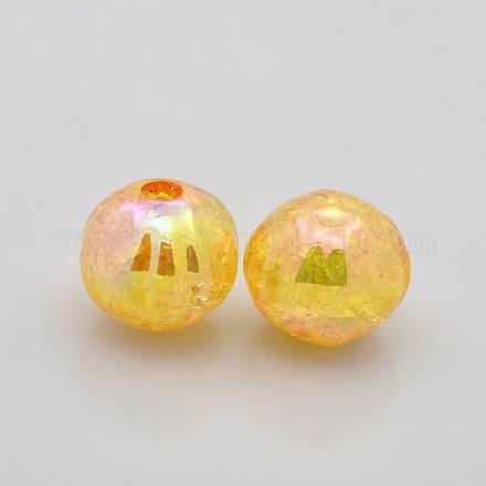 AB Color Crackle Acrylic Flat Round Beads CACR-M003-07-1