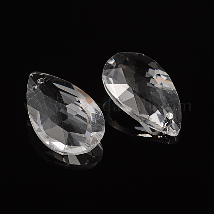 Facettierte tropfenförmige transparente Glasanhänger X-EGLA-R085-03-1