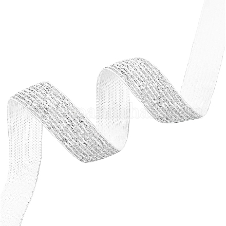 超幅広の厚手の平らなゴムバンド  ウェビング衣類縫製アクセサリー  銀  15mm EC-WH0003-06B-01-1