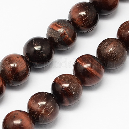 Natural Red Tiger Eye Stone Bead Strands G-R193-08-10mm-1