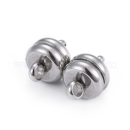304 Stainless Steel Magnetic Clasps with Loops X-STAS-P206-03P-1