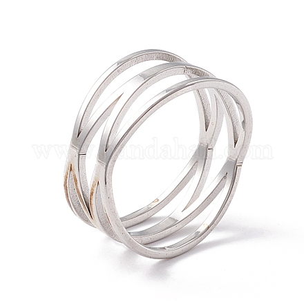 Criss Cross 304 Stainless Steel Finger Ring for Women  RJEW-B035-03P-1