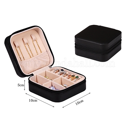 Cajas de joyería de cuero pu con cremallera PW-WG57515-15-1