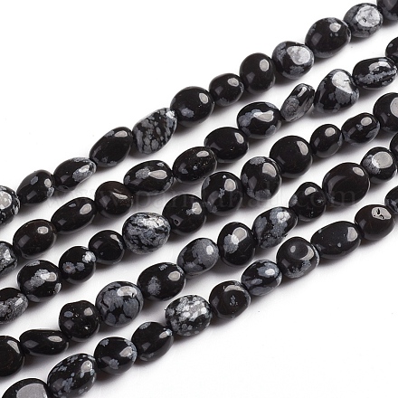 Naturschneeflocke Obsidian Perlen Stränge G-D0002-B19-1